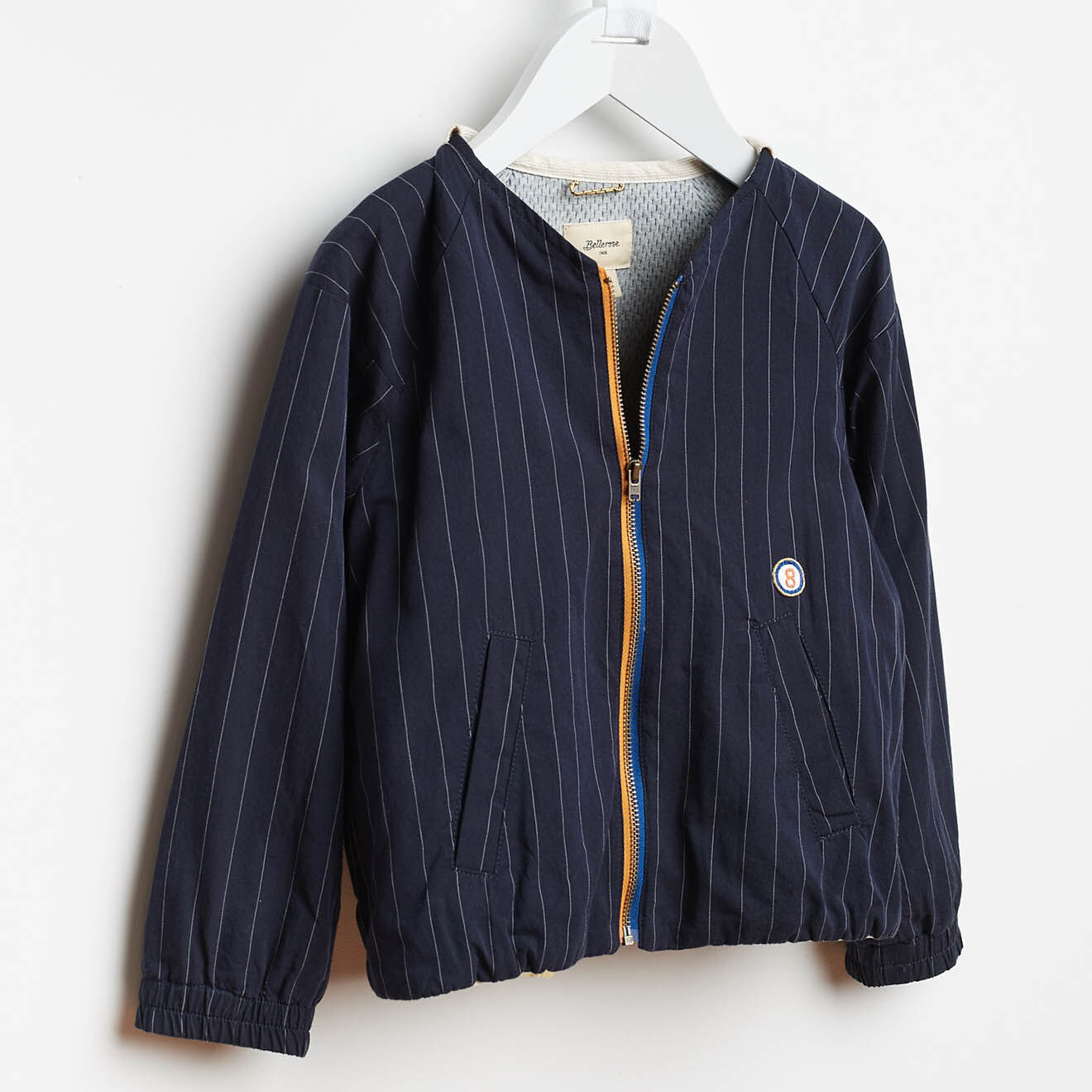 Bellerose Veste Looper en Coton rayée bleu nuit
