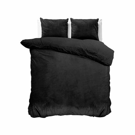 Dekbedovertrek Velvet Uni - Zwart