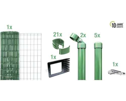 ALBERTS Fix-Clip Pro-Set hekwerksysteem voor betonneren, 10 m x 81 cm, groen
