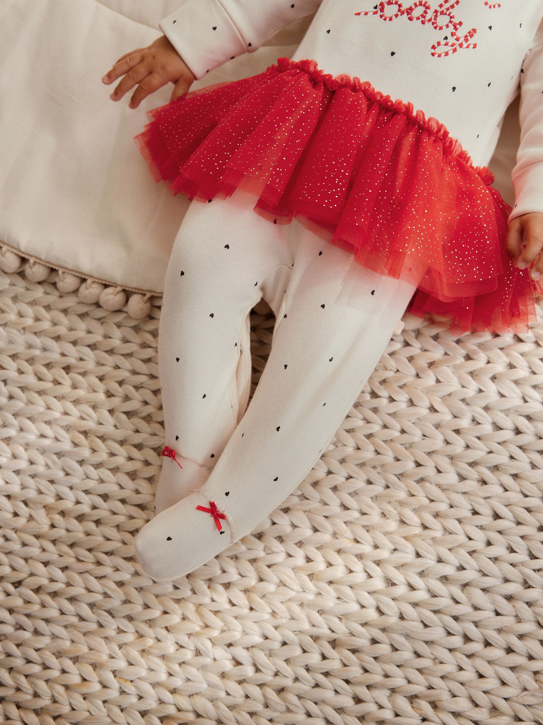 Rode/crèmekleurige tutu-kerstman - Baby-pyjama (0mnd-2jr)