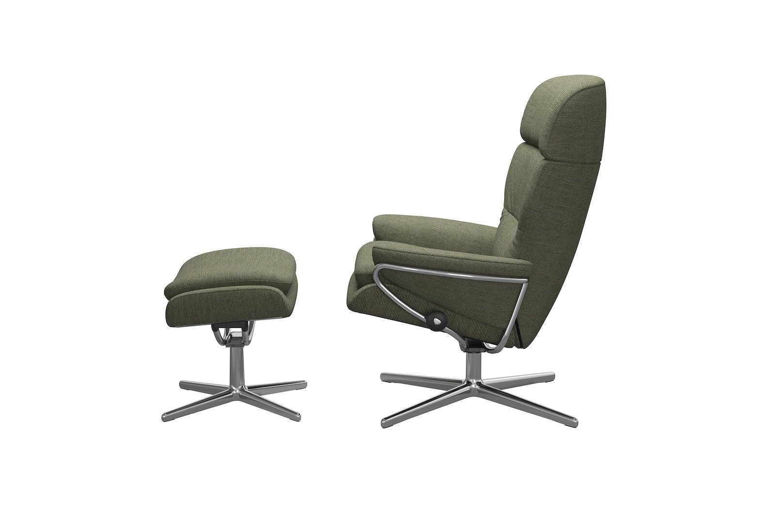 Rome lenestol m/krakk Tekstil Jasmine Dark Green - Cross - Chrome