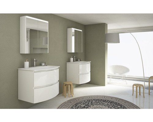 Vage 69 cm witte glanzende wastafelmeubel