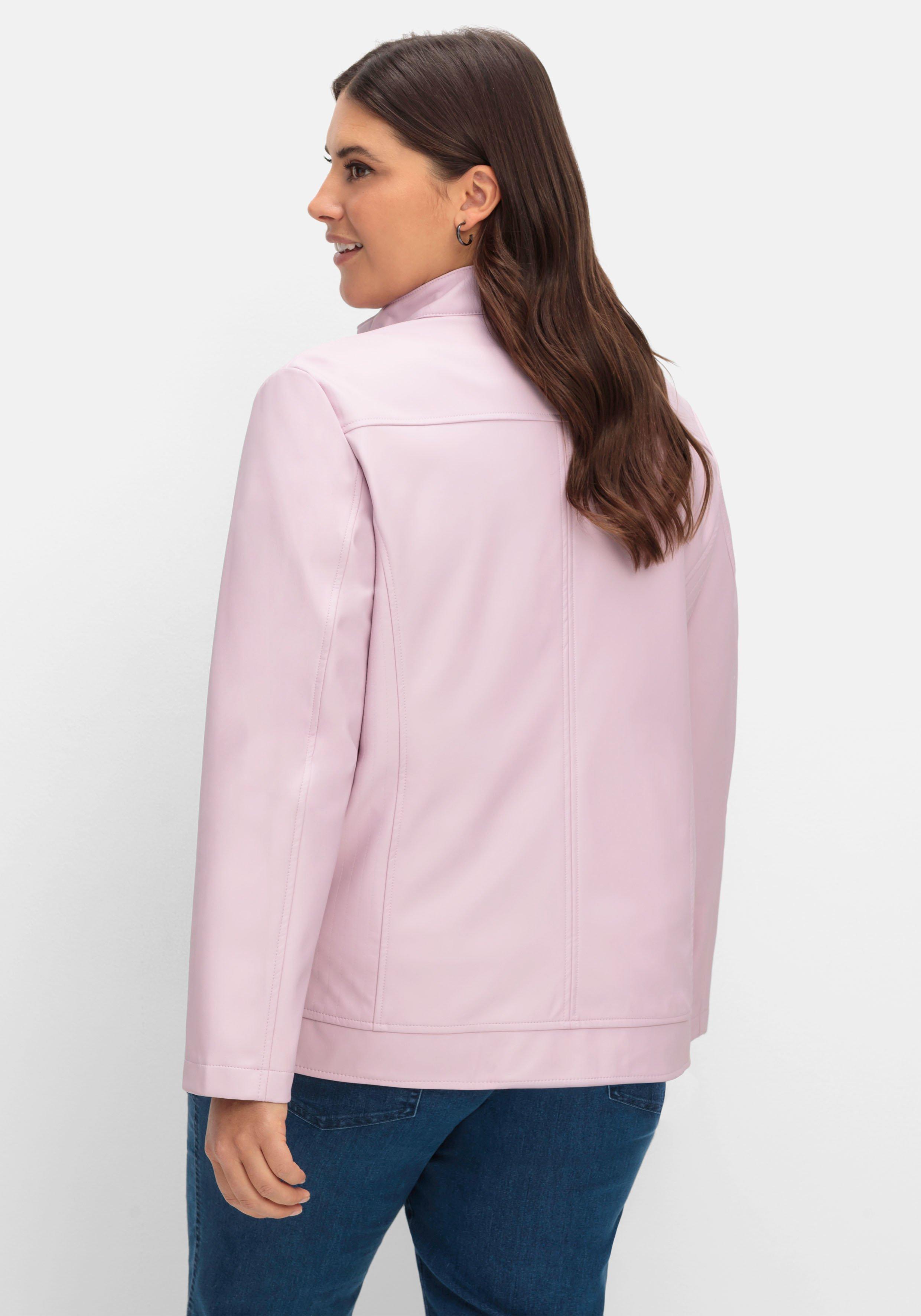 Jacke mit Stehkragen, aus Lederimitat