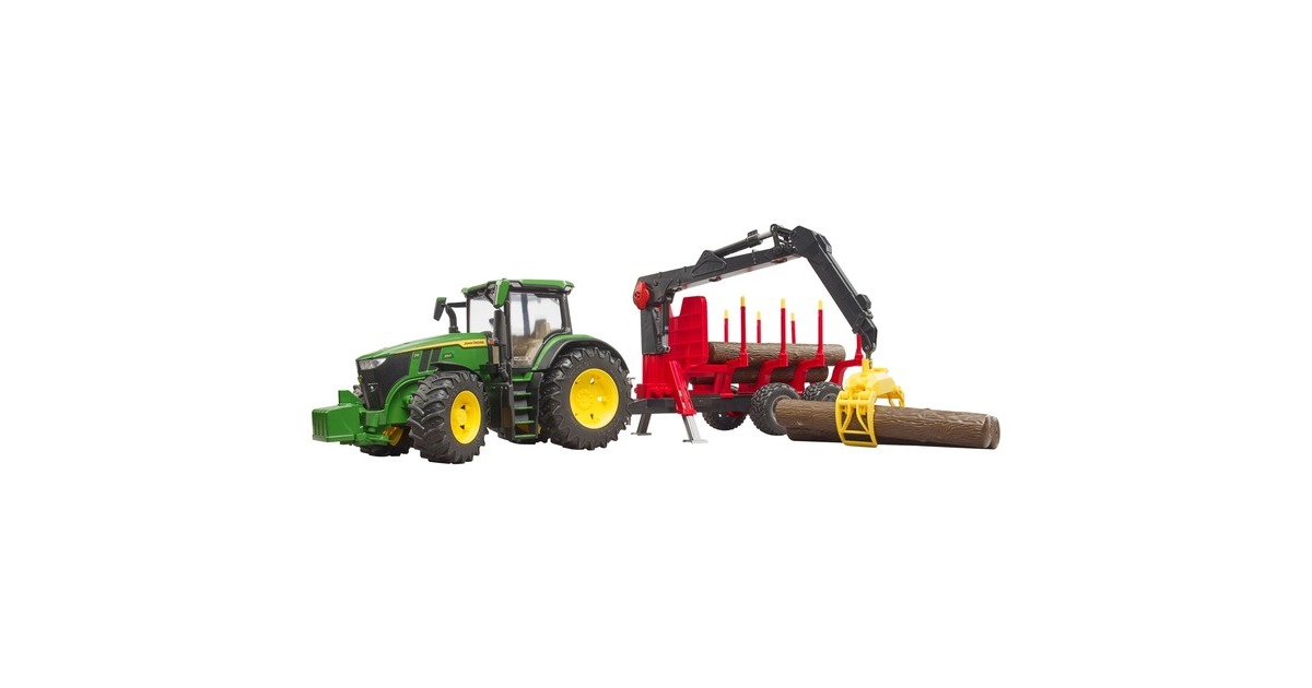 bruderJohn Deere 7R 350 met aanhanger en 4 boomstammen Modelvoertuig  (03154)
