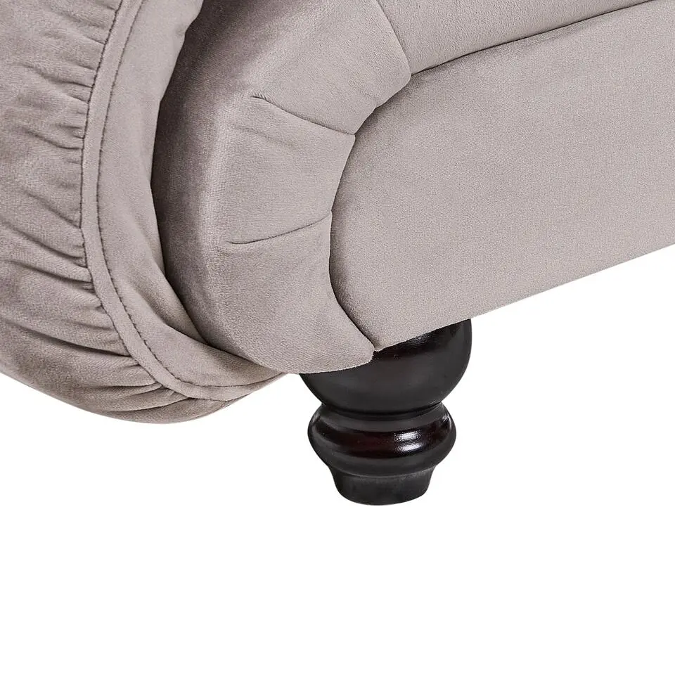 LORMONT - Chaise longue - Taupe - Rechterzijde - Fluweel