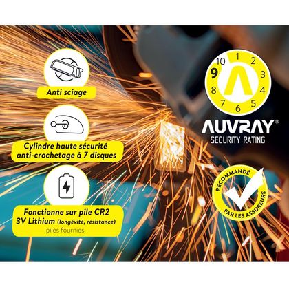 Antivol Auvray BLOQUE DISQUE B lock 10 noir/jaune SRA Universel