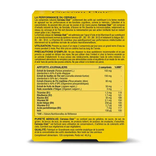 NEW NORDIC Cerveau Clair 120 comprimés