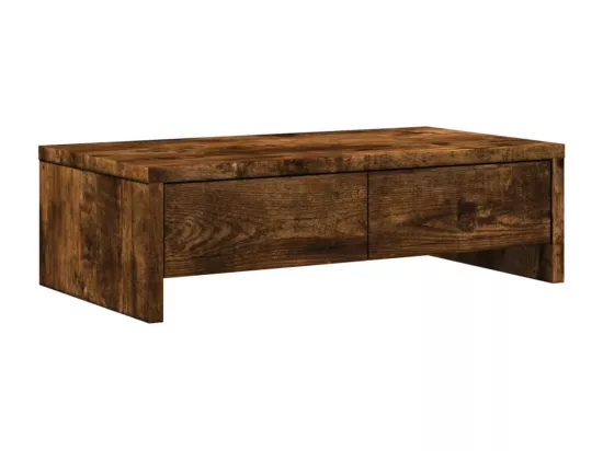 Support de moniteur avec tiroirs chêne fumé bois d'ingénierie