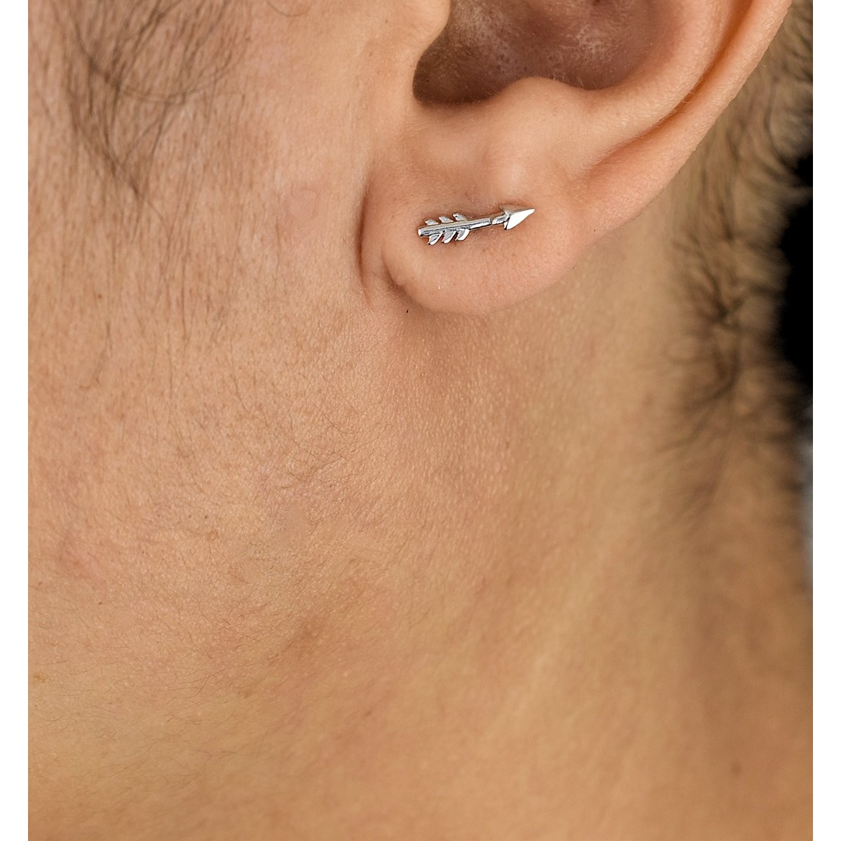 Boucles d'oreilles petite flèche Argent 925 Rhodié
