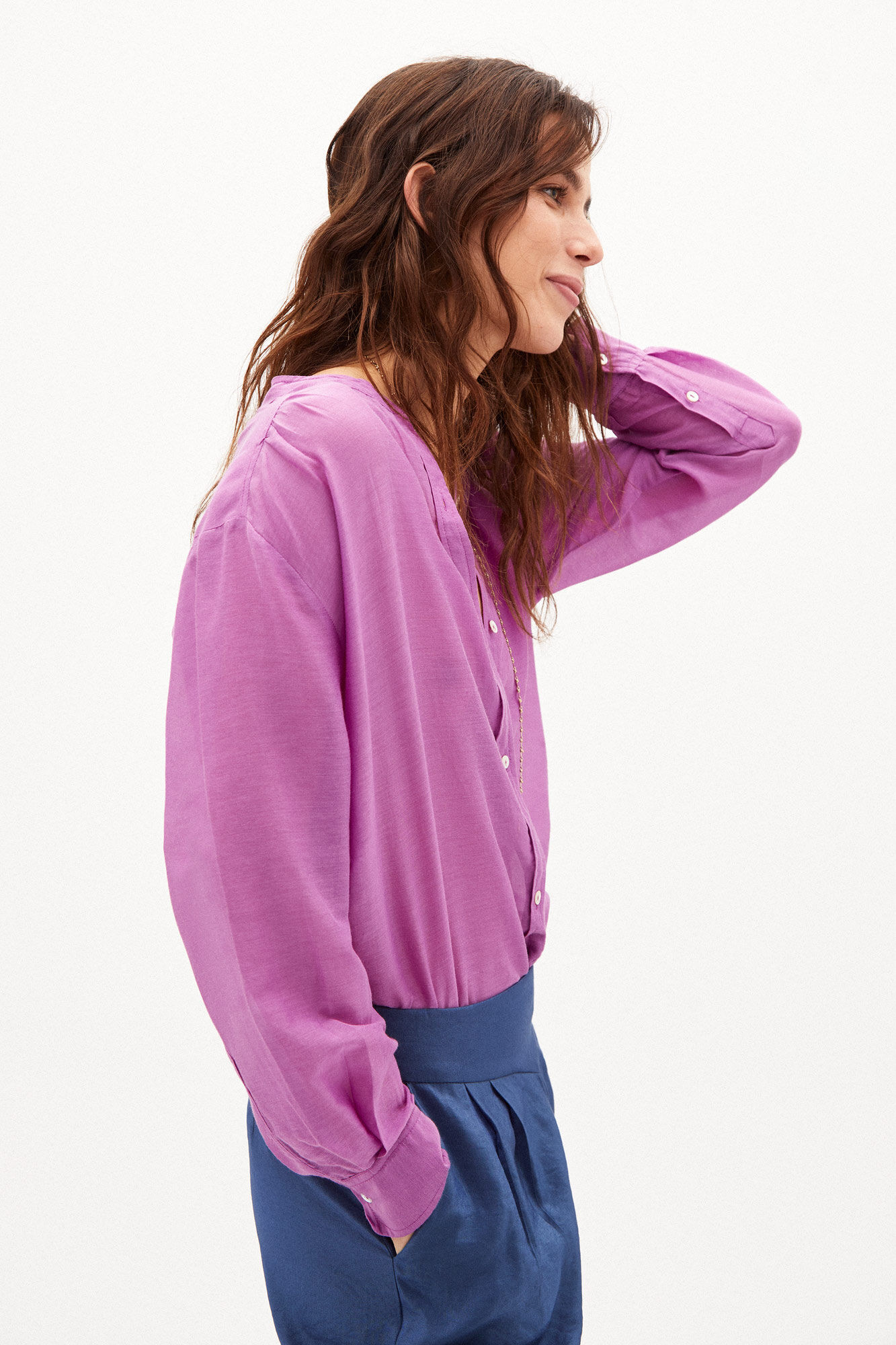 Blusa Emma Flowy com seda - Rosa