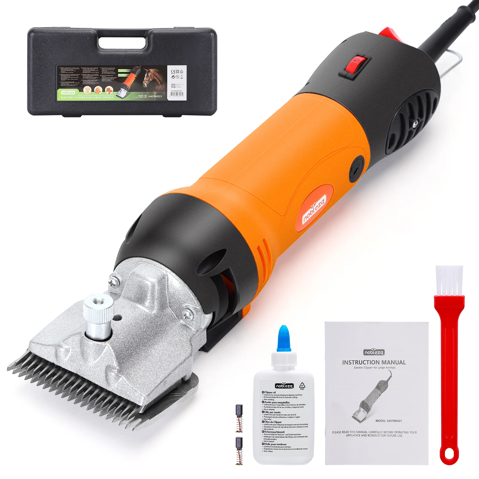 Máquina de tosquiar Nobleza 550W para cavalos e ovelhas, máquina de tosquiar elétrica profissional com seis velocidades ajustáveis, kit de beleza.