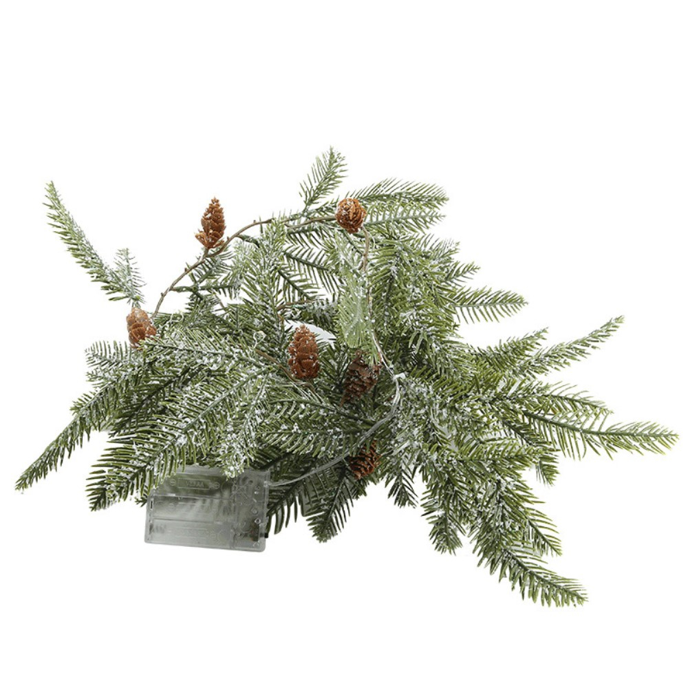 (2m) 20 LED's Weihnachts Deko Lichterkette Tannenzweig Winter Beleuchtung (Batteriebetrieben) - Warmweiss