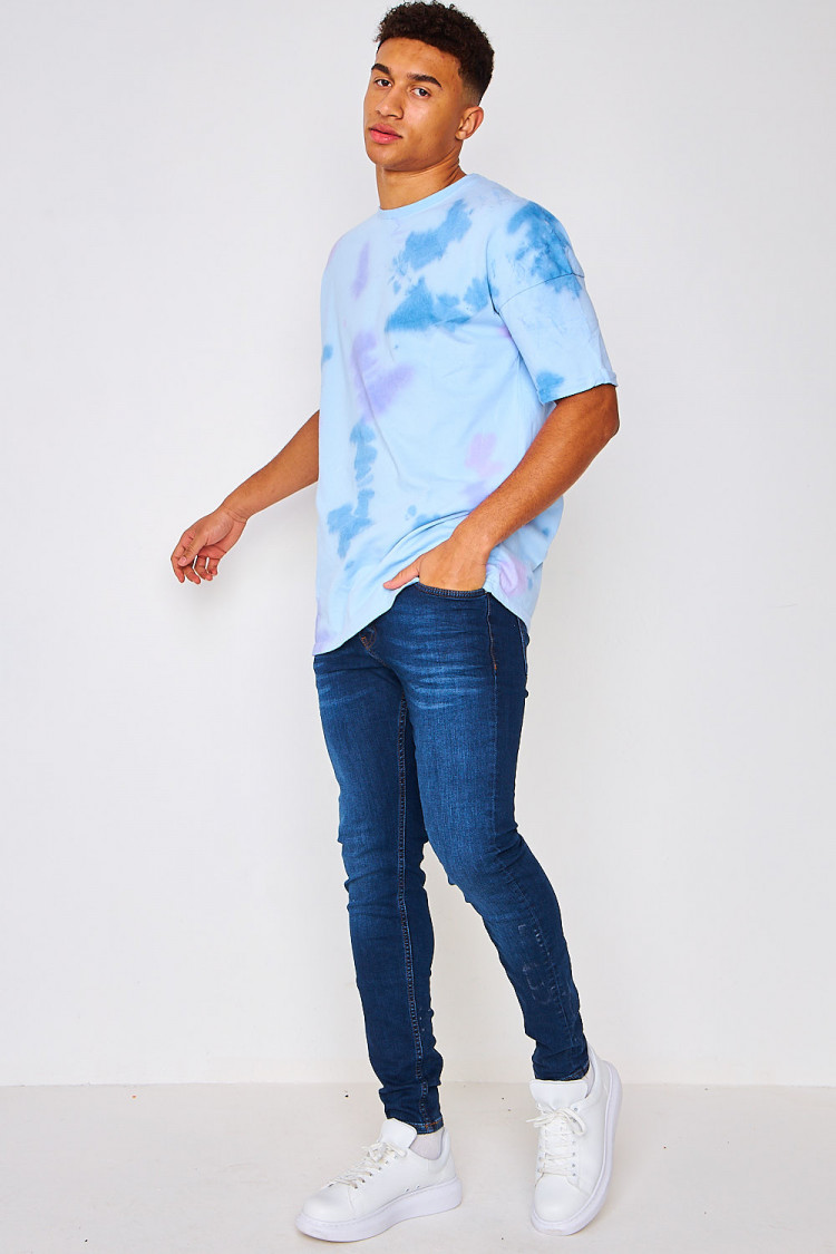 T-shirt bleu tacheté