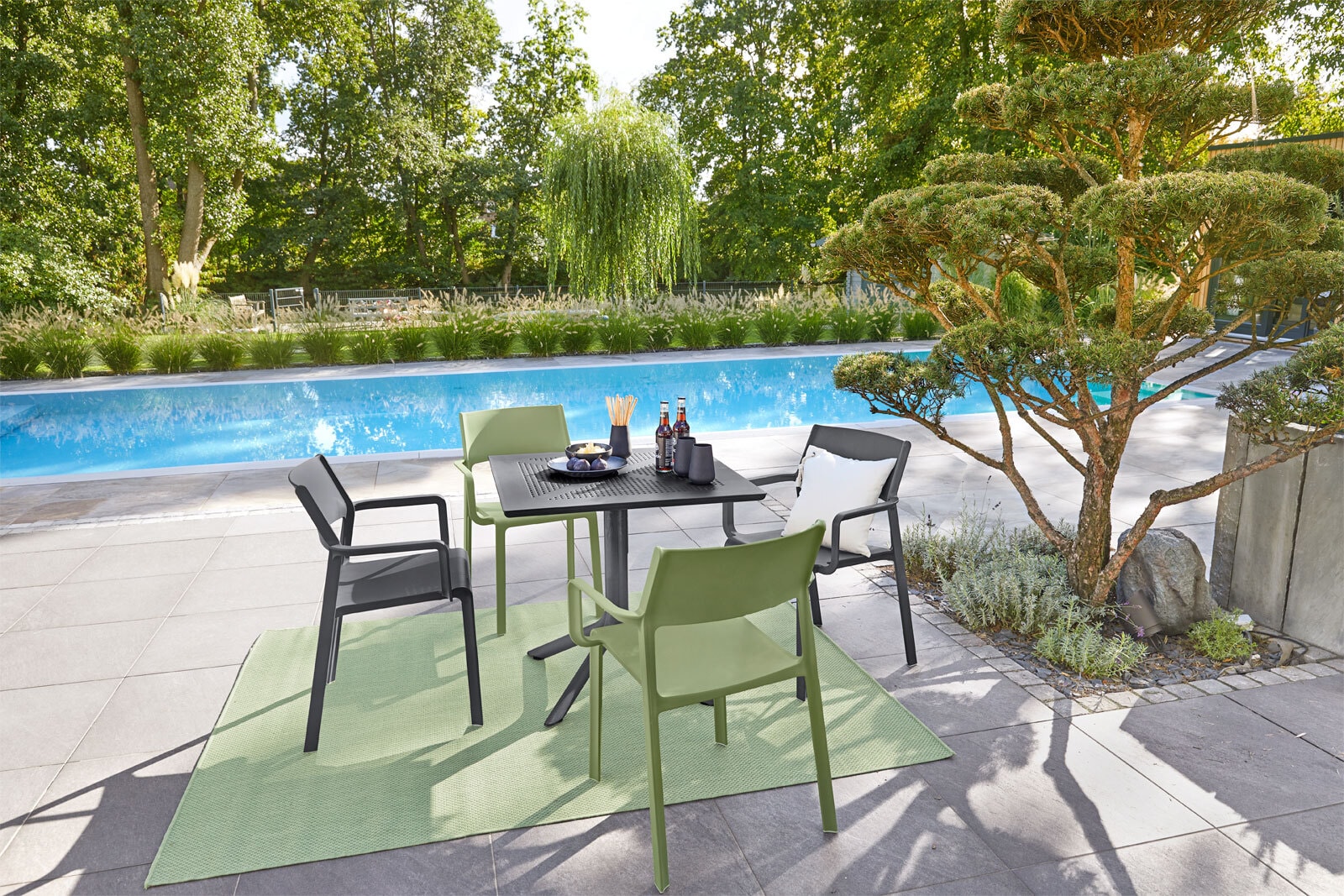 NARDI Stapelstuhl Garten TRILL AL 2er Set anthrazit