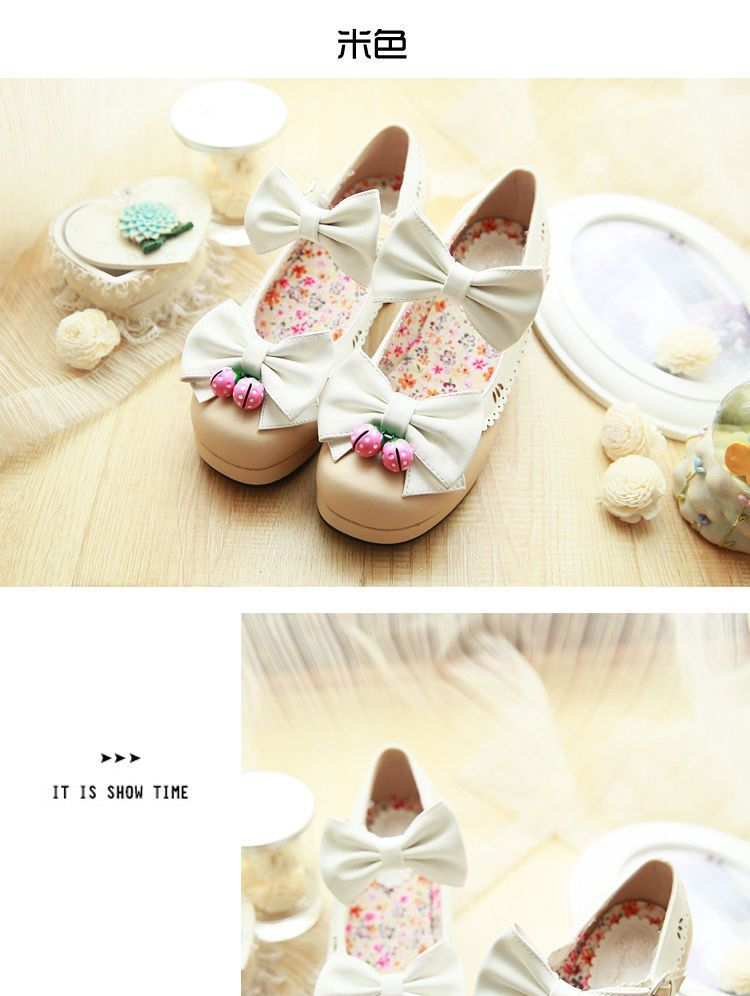 Freesia - Lolita Cosplay Bow Bell Block Heel Pumps