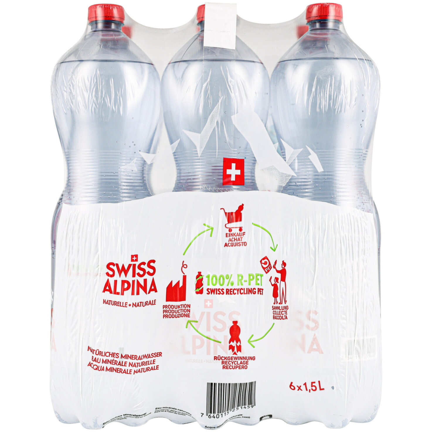 Swiss Alpina Rot Mineralwasser ohne Kohlensäure 6x1,5l