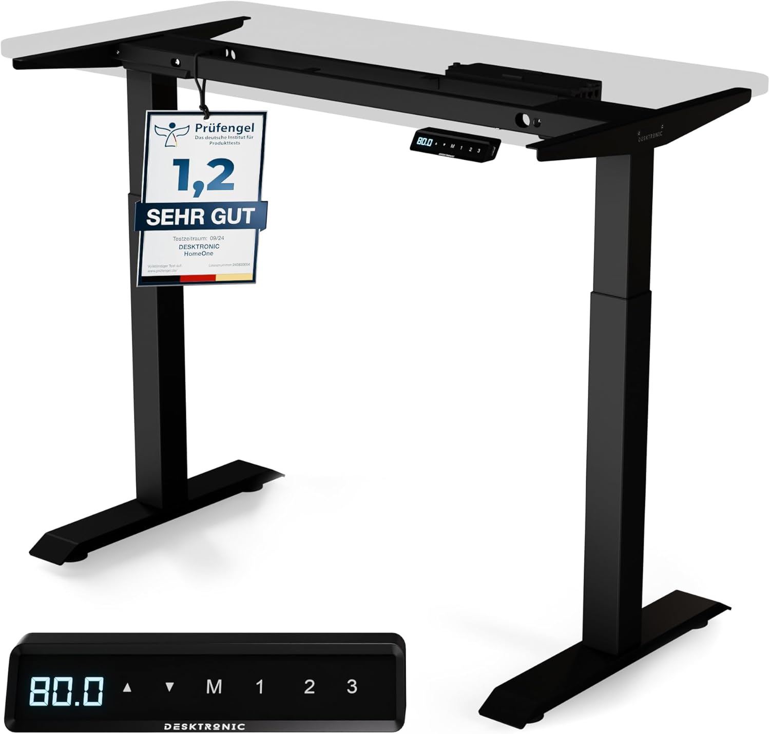 Desktronic Höhenverstellbarer Schreibtisch - Stehpult Tischgestell Elektrisch mit Touchscreen + Ladeanschlüssen - Höhenverstellbar