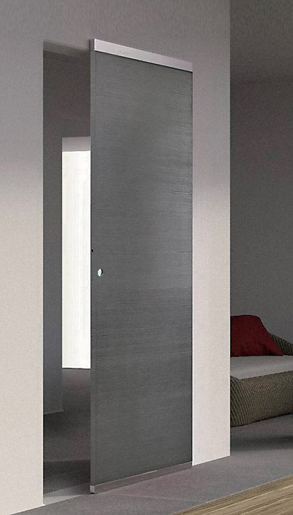Porte coulissante Summa grise H.204 x l.93 cm
