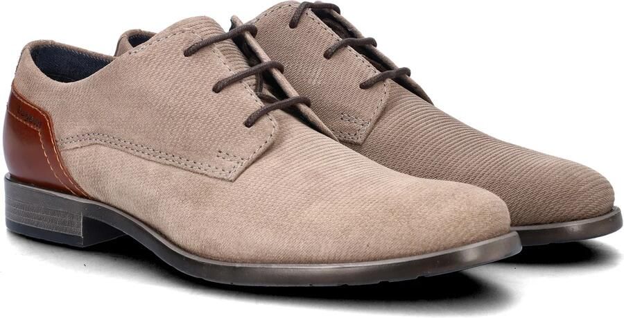 Bugatti suède veterschoenen taupe cognac