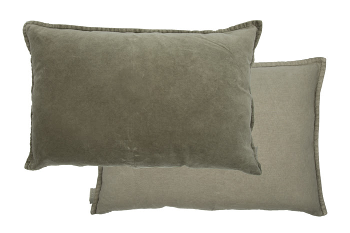 Kussen Vintage velvet/linnen 40x60 cm Olive grey