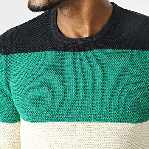 Pull Panter Bleu Marine Beige Vert