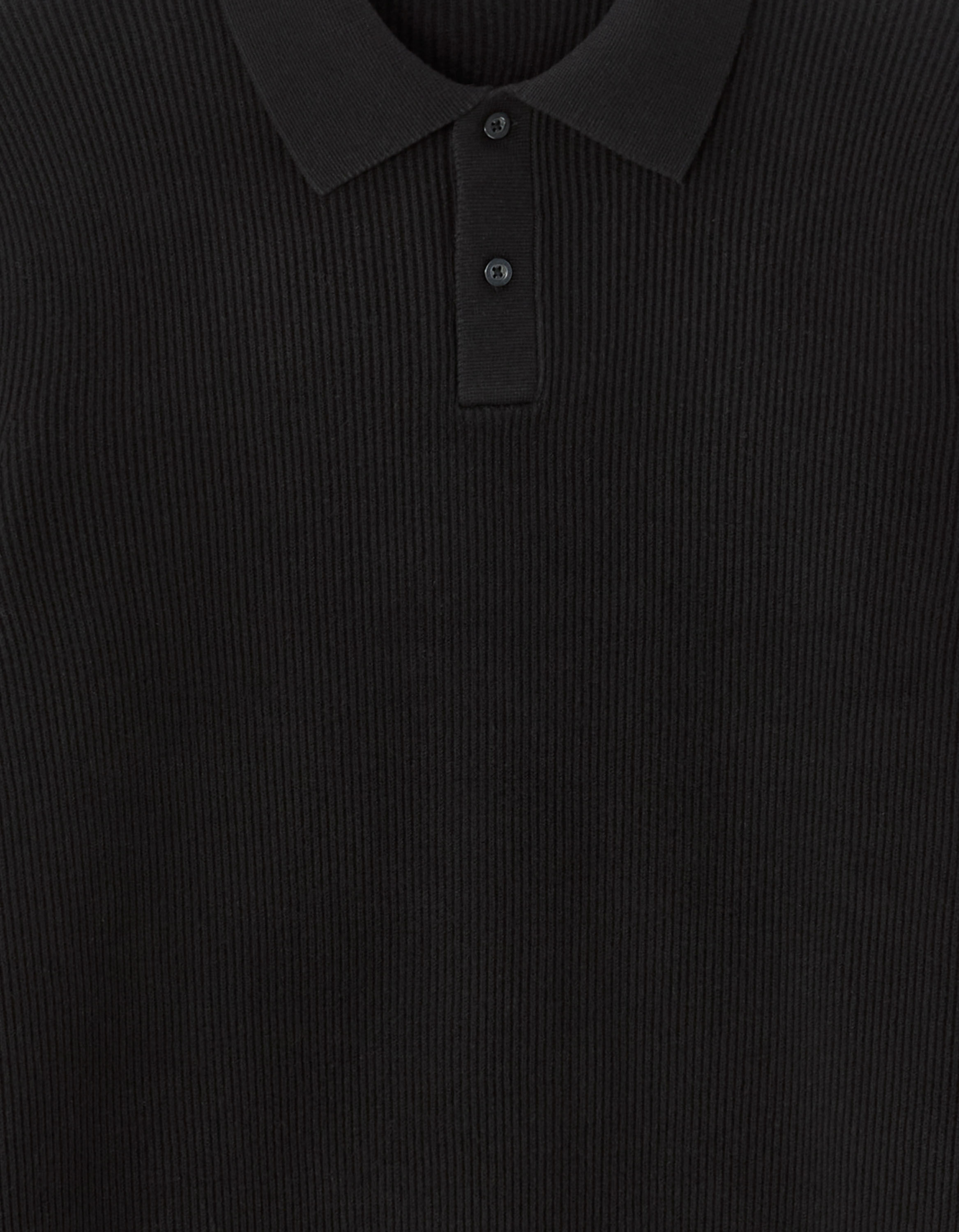 Pull col polo côtelé - noir