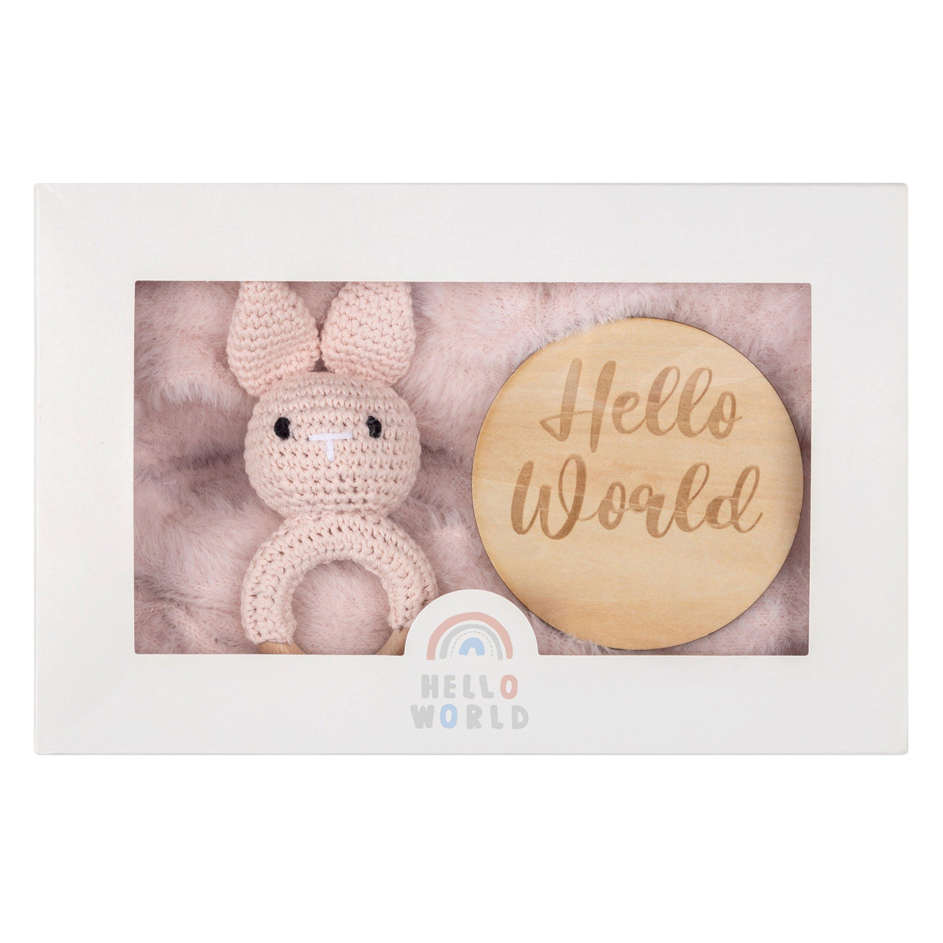 Hello World The Studio Bunny Romper and Rattle Gift Babies