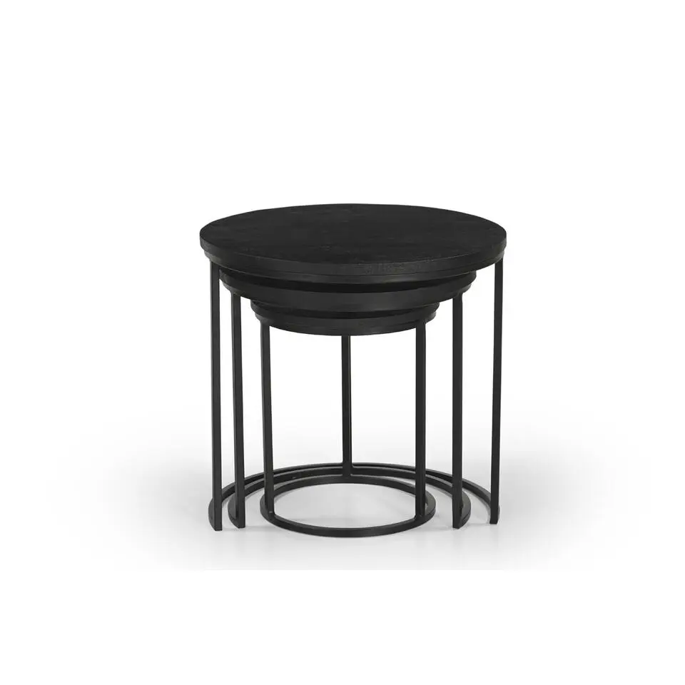 Salontafel Organisch - Zwart Mangohout - Set Van 3 - Kila