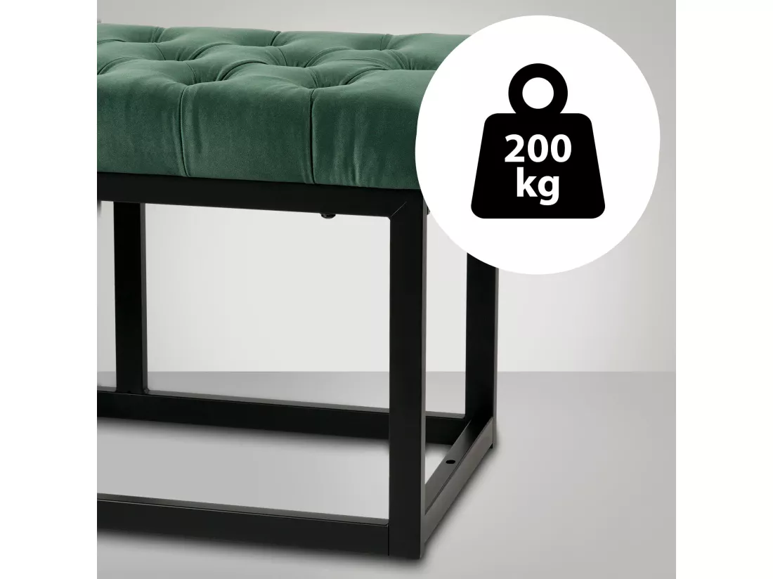 Banquette - Velours & Métal noir mat - Vert - Polson
