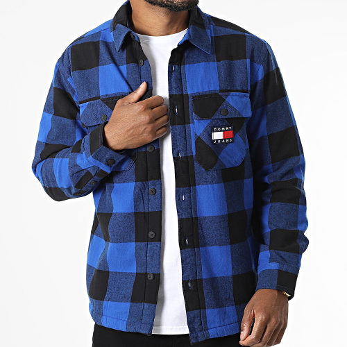 Surchemise A Carreaux Sherpa Flannel 5132 Bleu Roi Noir