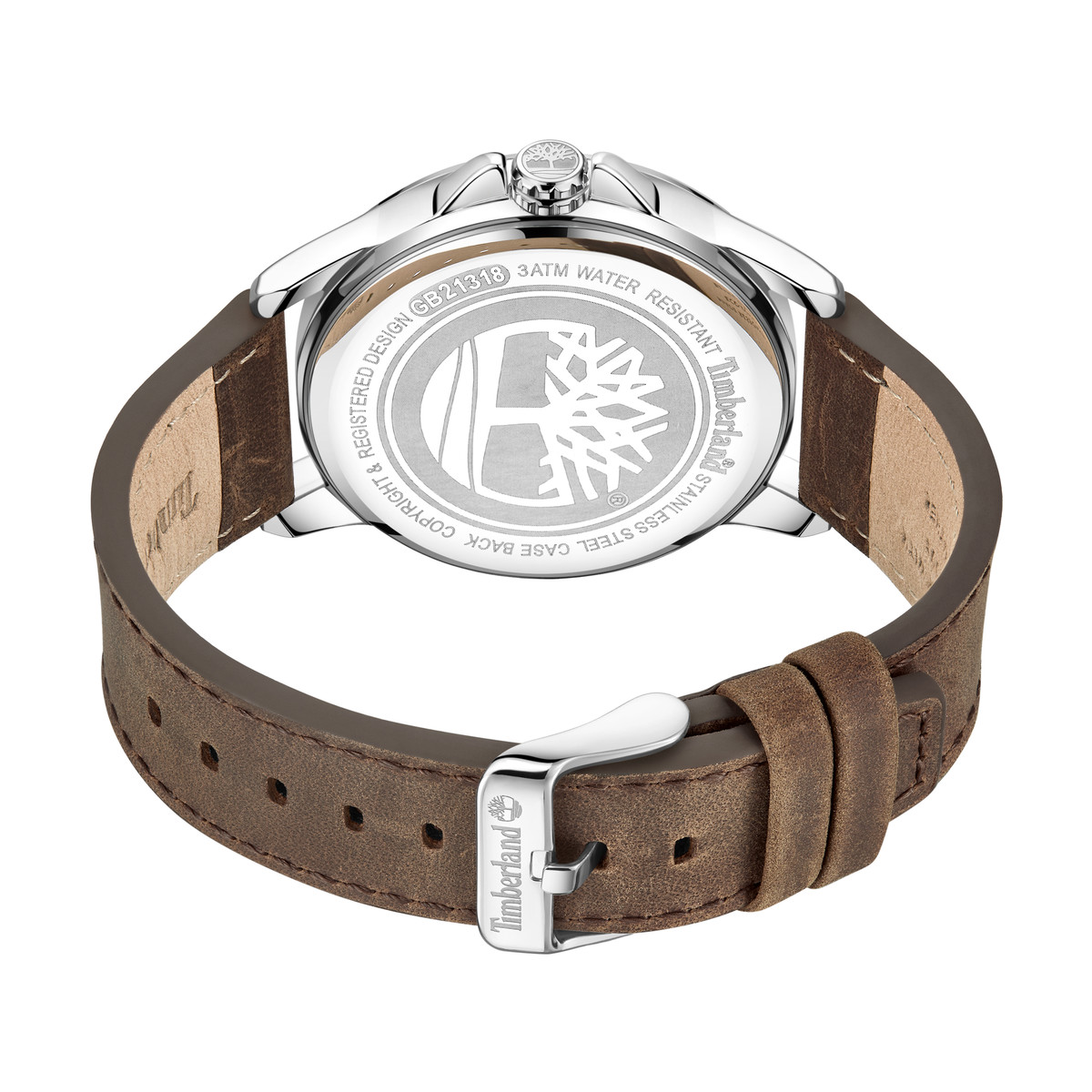 Timberland homme acier bracelet cuir marron