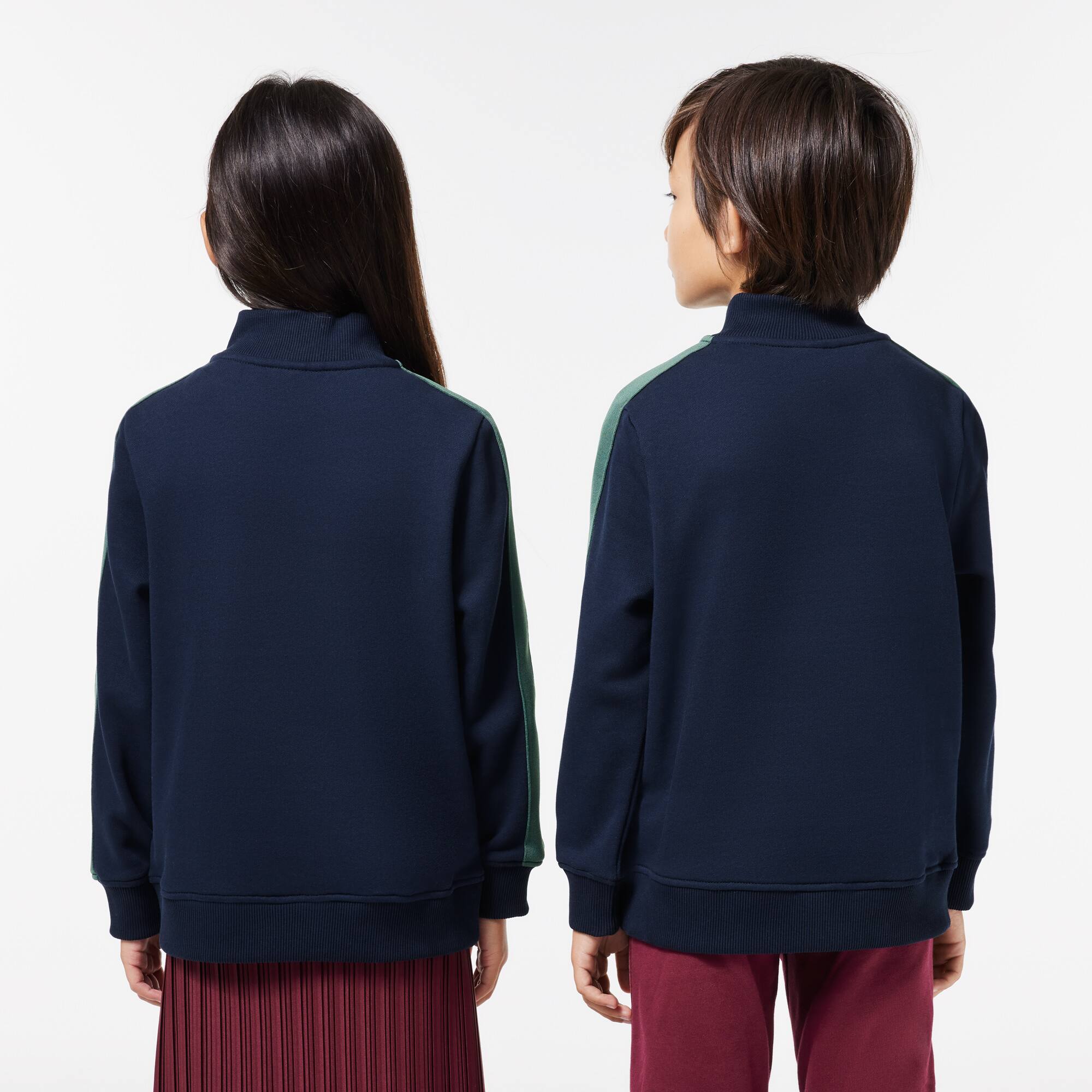 Sweatshirt imprimé col zippé en coton Pullovers & Sweatshirts - Bleu - Lacoste - Enfant