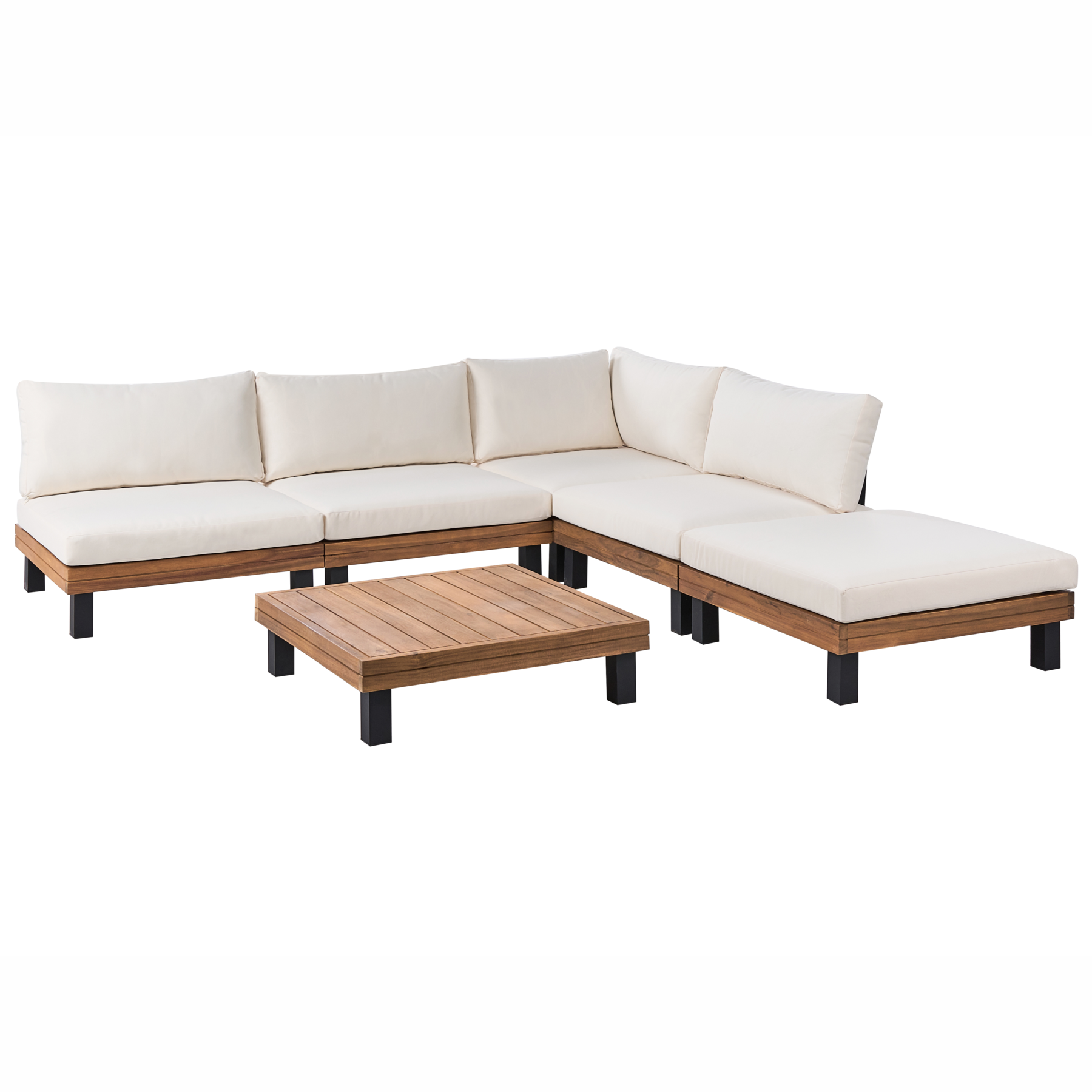 Beliani-FRAZZANO-Loungeset-Gebroken wit-Gecertificeerd acaciahout