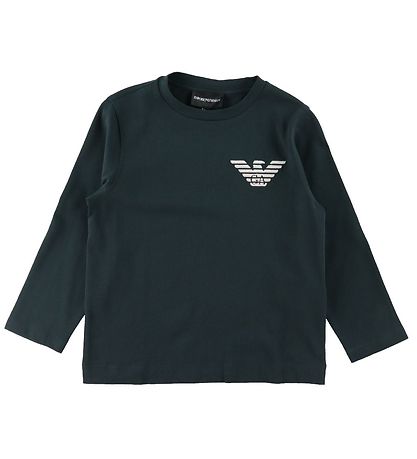 Emporio Armani Bluse - Mørke Grøn/Hvid m. Logo