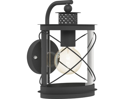 Buitenwandlamp, 1-lichts, H 28 cm, zwart