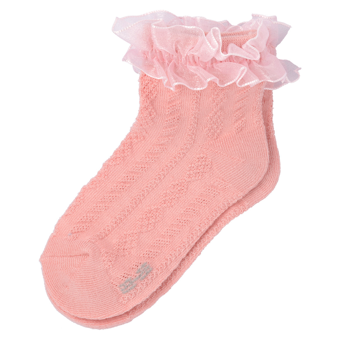 Topolino 2 Paar Mädchen Kurzsocken mit Rüschen cremeweiss / rosa