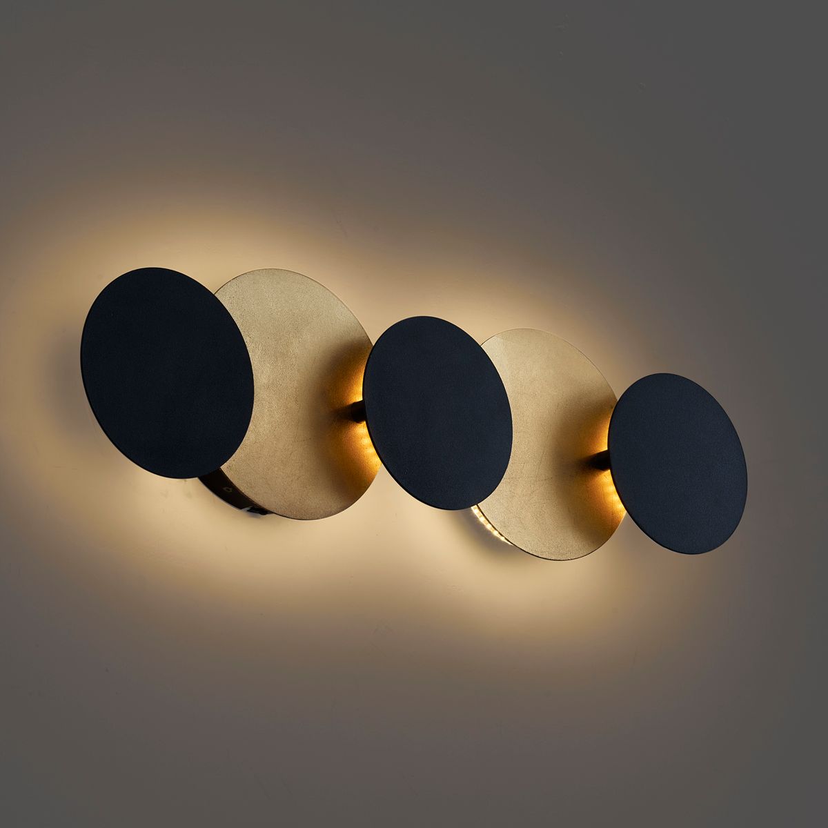 Moderne wandlamp zwart met goud incl. LED 3-staps dimbaar 5-lichts - Sunrise 3
