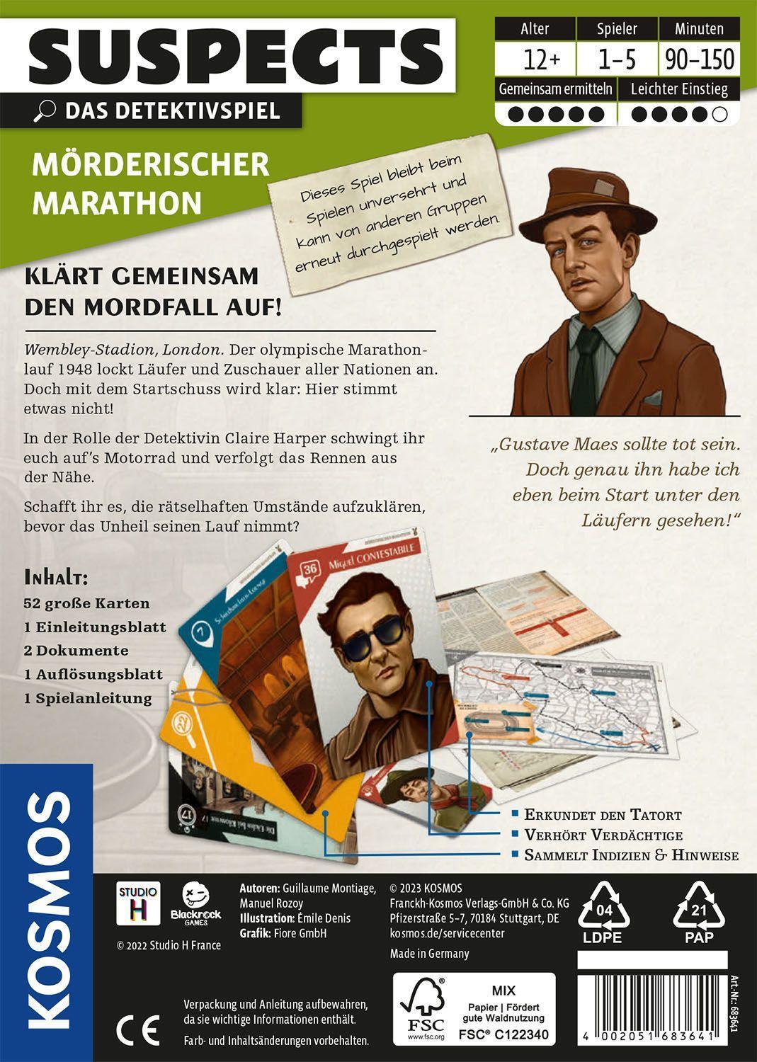 Detektivspiel SUSPECTS - MÖRDERISCHER MARATHON in bunt
