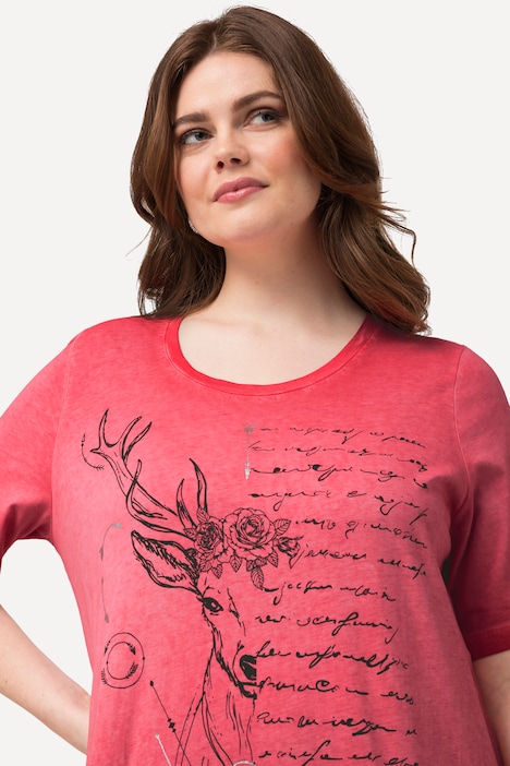 T-Shirt, Hirsch, Classic, Rundhals, Halbarm