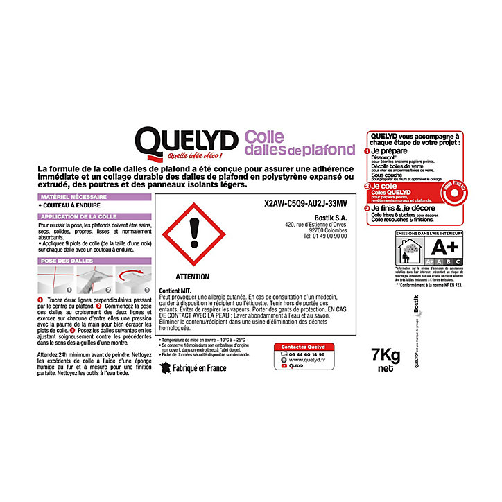 Colle Quelyd pour Dalles de plafond Pâte 7 kg