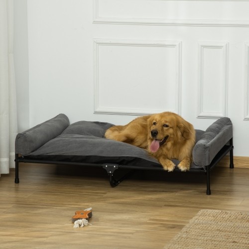 Cama elevada para animais de estimação PawHut na cor cinza
