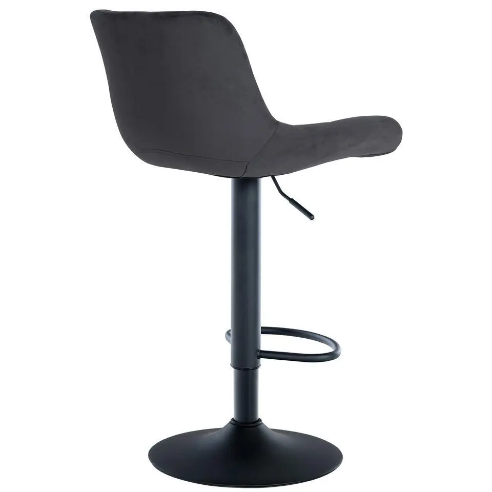 CLP Set van 2 Barkruk Tover zwart Frame - Fluweel - zwart