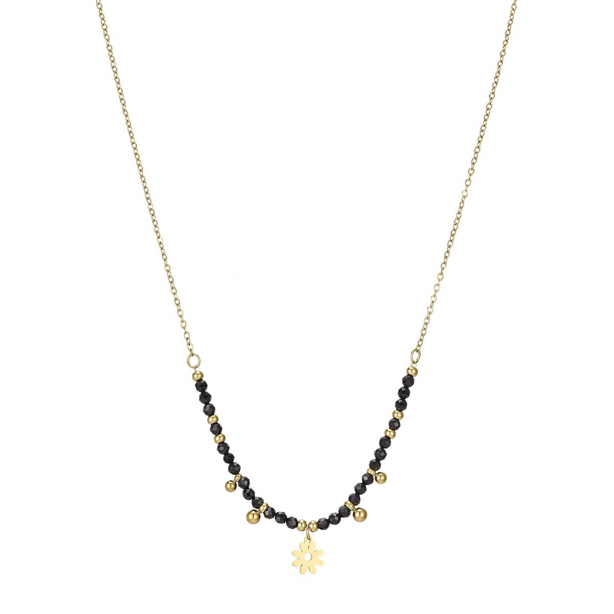 Collier Laurie Obsidienne acier doré or