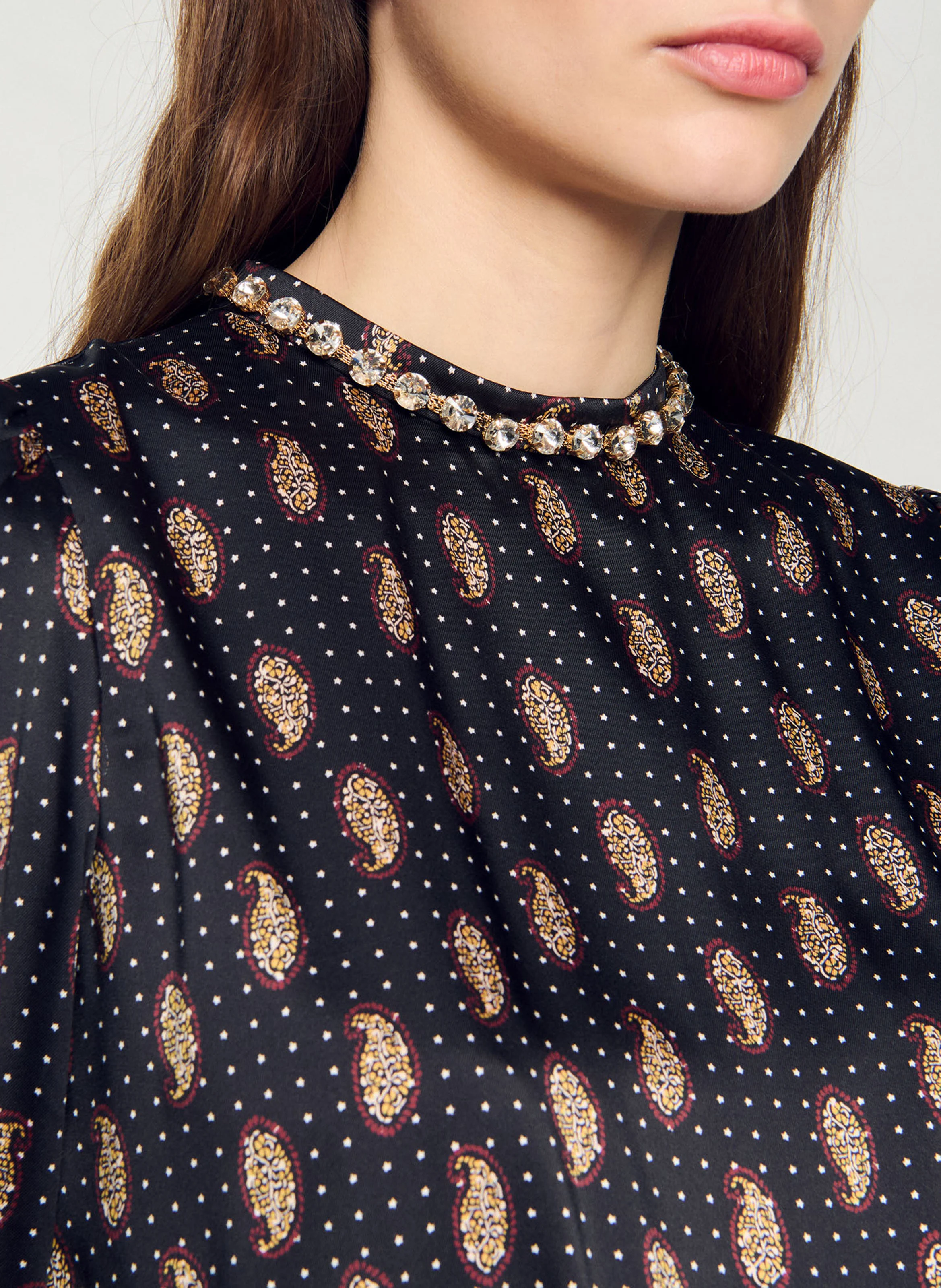Robe courte col rond imprimée | Multicolore