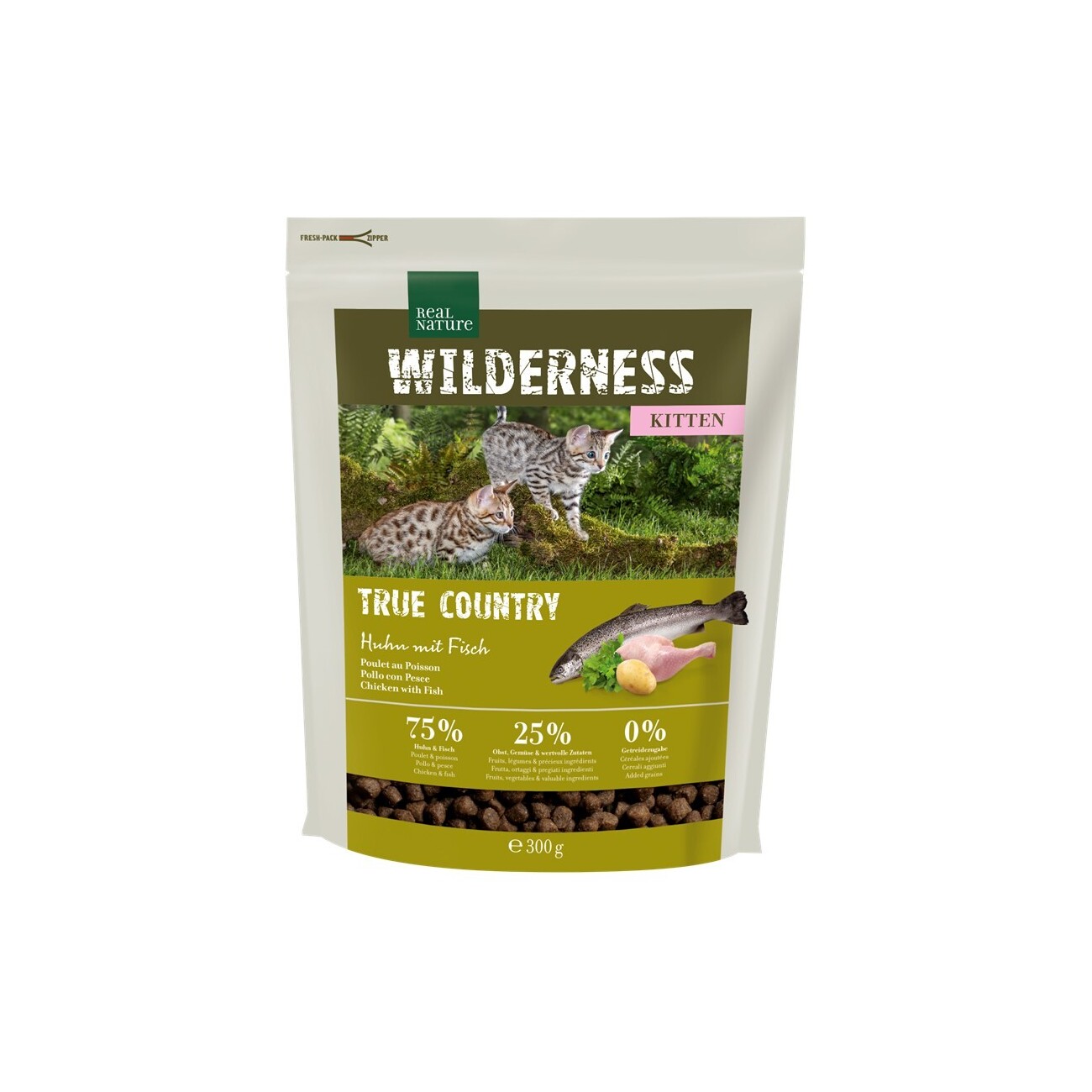 REAL NATURE WILDERNESS Trockenfutter Katze, Kitten, True Country, Huhn mit Fisch 300 g