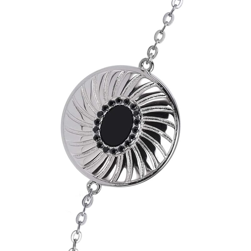 Bracelet Argent Rhodié Elisabeth Pierre Onyx Noire