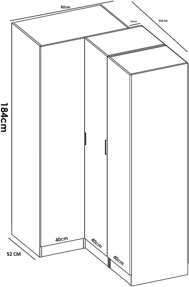 Vente-unique-Eckkleiderschrank mit 5 Türen - 173 cm - Weiß - LISTOWEL