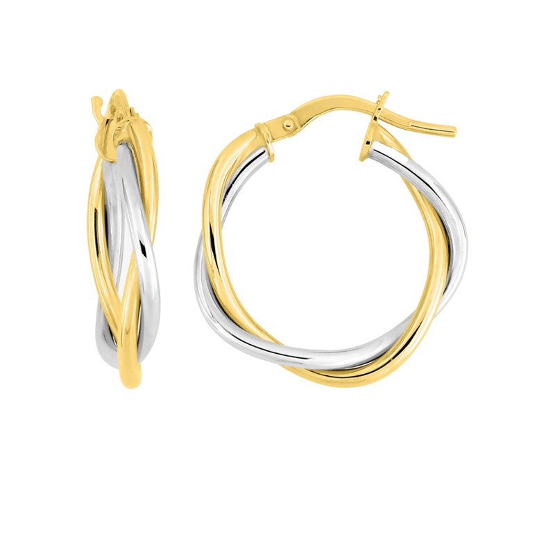 Créoles bicolores Femme - Or 18 Carats