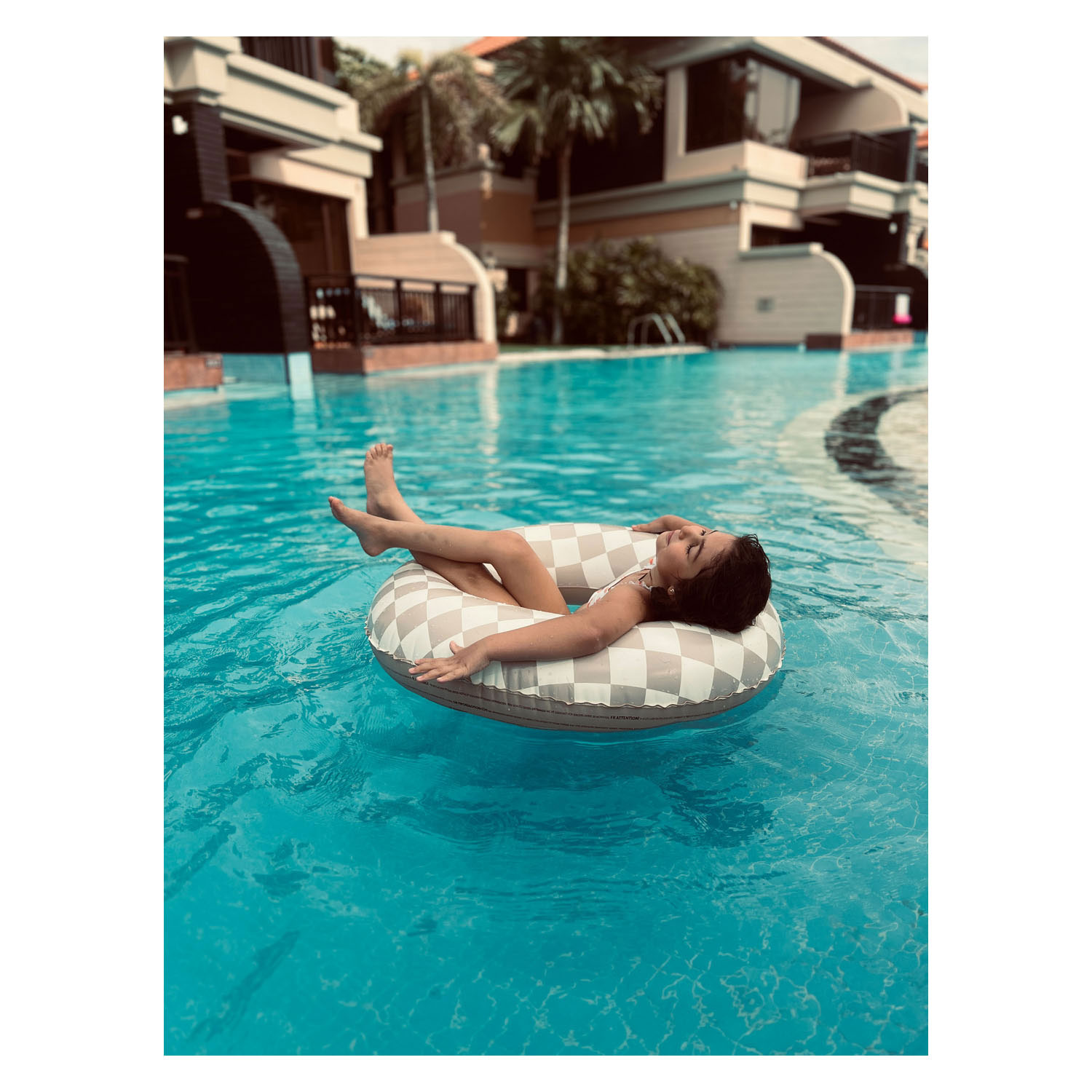 Swim Essentials Zwemring Geblokt Beige, 90cm