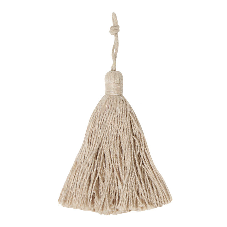 Lot de 2 pompons de clés à franges lin